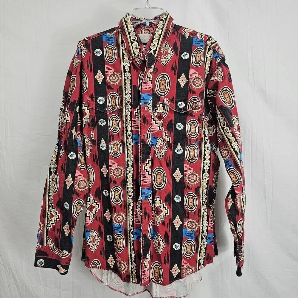 Vintage Wrangler Western Aztec Print Men's Size X Long Tails 17-35 Brushpopper